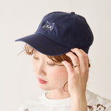 N+Ecology(ネコロジー) 【NE-0022061  猫刺繍キャップ Ⅱ】ネイビー(フワフワネコ)