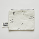 N+Ecology(ネコロジー)【NE-0022041 猫プリント キャンバスポーチ】ホワイト