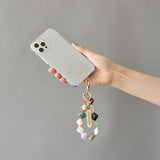 HASHIBAMI【Ha-2506-002 マルチ スクエア天然石 スマホハンドストラップ】ゴールド