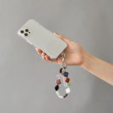 HASHIBAMI【Ha-2506-002 マルチ スクエア天然石 スマホハンドストラップ】シルバー