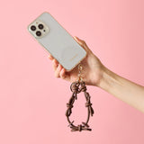 HASHIBAMI 【Ha-2410-324 レザーリボン スマホハンドストラップ】ダークブラウン