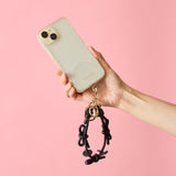 HASHIBAMI 【Ha-2410-324 レザーリボン スマホハンドストラップ】ブラック