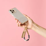 HASHIBAMI【Ha-2500-300 天然石×ゴールドビーズ スマホハンドストラップ】ゼブラジャスパー