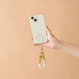 HASHIBAMI【Ha-2500-300 天然石×ゴールドビーズ スマホハンドストラップ】ハウライト