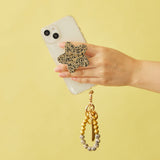 HASHIBAMI【Ha-2500-300 天然石×ゴールドビーズ スマホハンドストラップ】ダルメシアンジャスパー