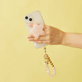 HASHIBAMI【Ha-2500-300 天然石×ゴールドビーズ スマホハンドストラップ】ローズクォーツ