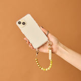 HASHIBAMI【Ha-2500-300 天然石×ゴールドビーズ スマホハンドストラップ】サーペンティン