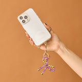 HASHIBAMI【Ha-2502-400 リボン天然石 スマホハンドストラップ】アメジスト
