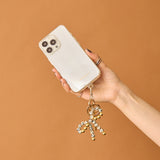 HASHIBAMI【Ha-2502-400 リボン天然石 スマホハンドストラップ】ダルメシアンジャスパー