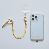 HASHIBAMI【Ha-2500-500 天然石 ハート スマホハンドストラップ】ゴールド