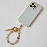 HASHIBAMI【Ha-2500-200 天然石 ハート スマホハンドストラップ】グレーオニキス