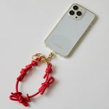HASHIBAMI 【Ha-2410-324 レザーリボン スマホハンドストラップ】レッド