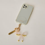 HASHIBAMI【Ha-2502-400 リボン天然石 スマホハンドストラップ】ローズクォーツ