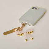 HASHIBAMI【Ha-2502-400 リボン天然石 スマホハンドストラップ】ローズクォーツ