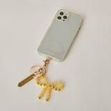 HASHIBAMI【Ha-2502-400 リボン天然石 スマホハンドストラップ】イエロークォーツ