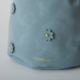 ◆CORRECT限定◆HASHIBAMI 【Ha-2511-118 スモールフラワースエードボンサック】ペールブルー