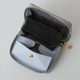 ◆CORRECT限定◆HASHIBAMI【Ha-2511-119 クシュクシュレザー ジップハーフウォレット】ペールブルー