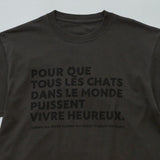 N+Ecology(ネコロジー)【NE-0022011 メッセージ 猫Ｔシャツ】スミクロ_XL