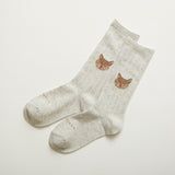 N+Ecology(ネコロジー)【NE-0022031 ラメ入りイカ耳ソックス<22-24cm>】ライトグレー