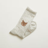 N+Ecology(ネコロジー)【NE-0022031 ラメ入りイカ耳ソックス<22-24cm>】ライトグレー